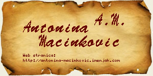 Antonina Mačinković vizit kartica
